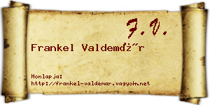 Frankel Valdemár névjegykártya